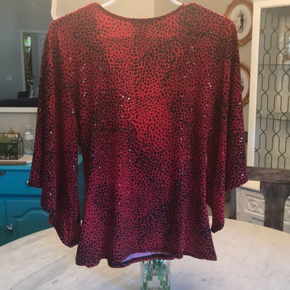 MSK Tops Red Leopard Shirt With Sequin Detail Poshmark
